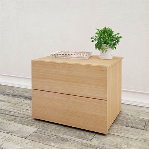 Allora Modern 2-Drawer Nightstand in Natural Maple - Stylish Bedside Table for Bedroom, Living Room & Office - Perfect for Storage & Home Decor
