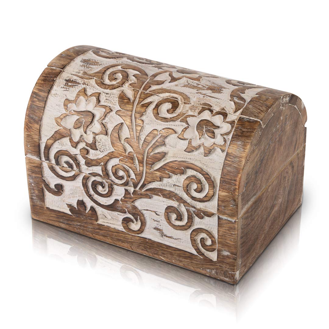 Handmade Wooden Jewelry Box - Decorative Jewelry Organizer with Lock, Keepsake Storage Box for Necklaces, Rings & Watches | Perfect Birthday, Housewarming Gift for Women & Men | Jewelry Display & Travel Storage Solution