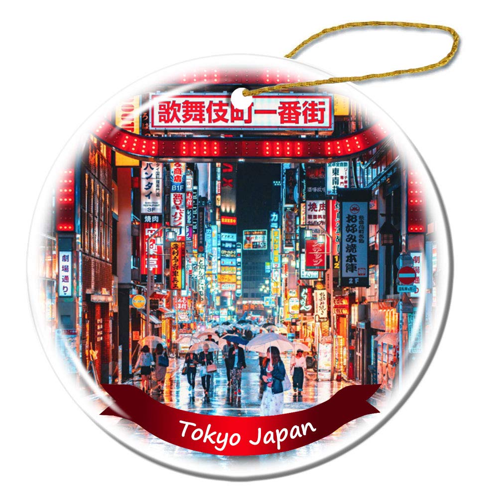 Tokyo Japan Christmas Porcelain Ornament - 3 Inch Double-Sided Decor for Holiday Tree