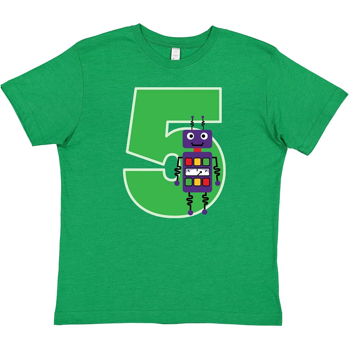 Inktastic 5th Birthday Robot Boys Robotics Youth T-Shirt - Cool Robot Design Kids Tee for Birthday Parties, School Events & Casual Wear