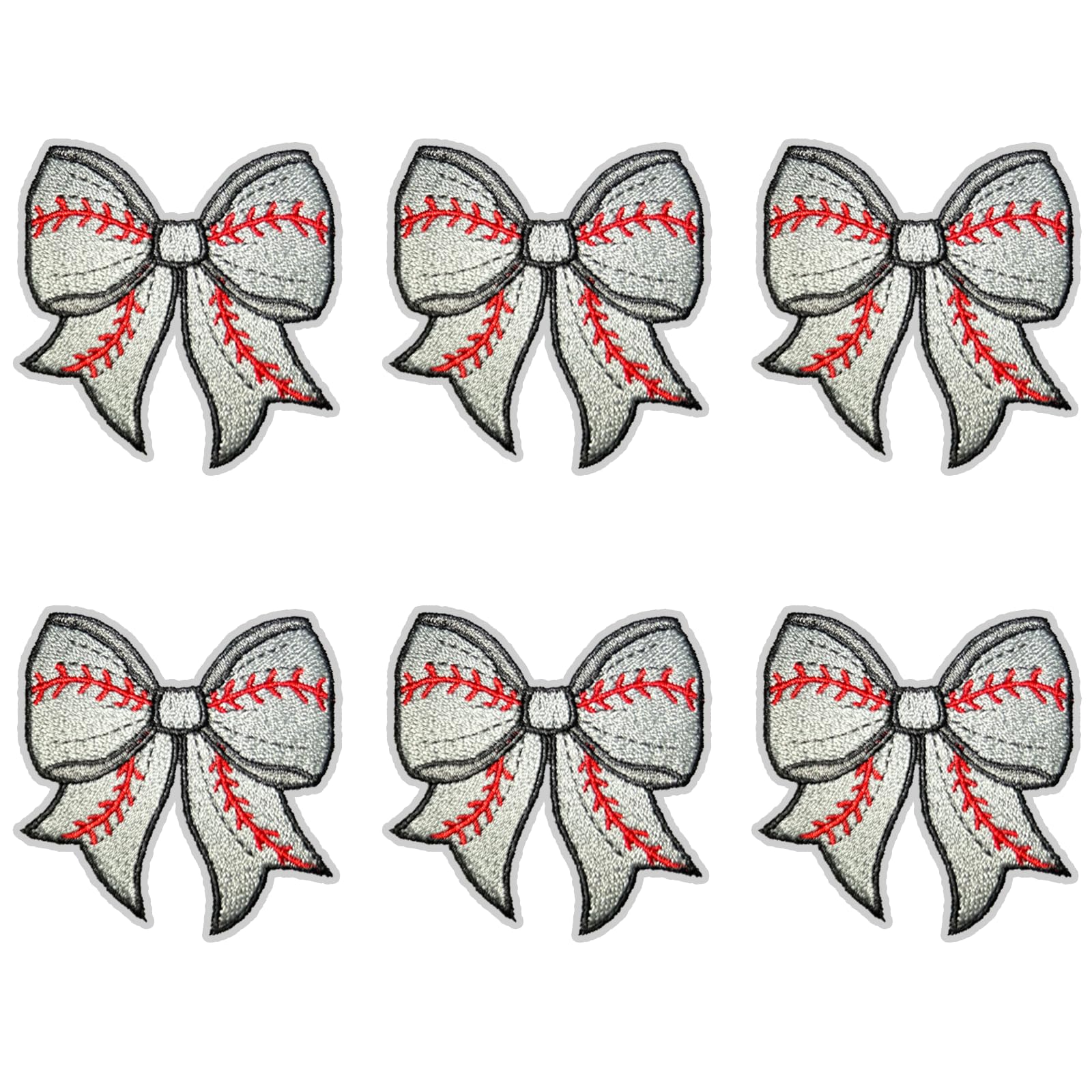 6Pcs Baseball Iron On Patches - Embroidered Sports Style Bow Patches for Clothes, Hats, Backpacks & Jeans - Perfect for DIY Customization, Team Spirit & Fashion Accessories (Baseball Theme)