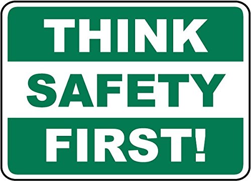 Think Safety First P6 12x8 Inch Aluminum Traffic & Warehouse Sign - Weatherproof, 0.04 Thickness - Ideal for Construction Sites, Factories & Road Safety
