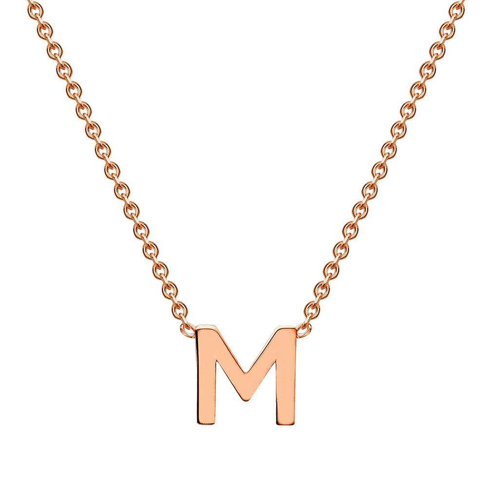 9ct Rose Gold Initial M Pendant Necklace - 43cm Chain for Women, Personalized Jewelry Gift - Perfect for Birthdays, Anniversaries & Special Occasions