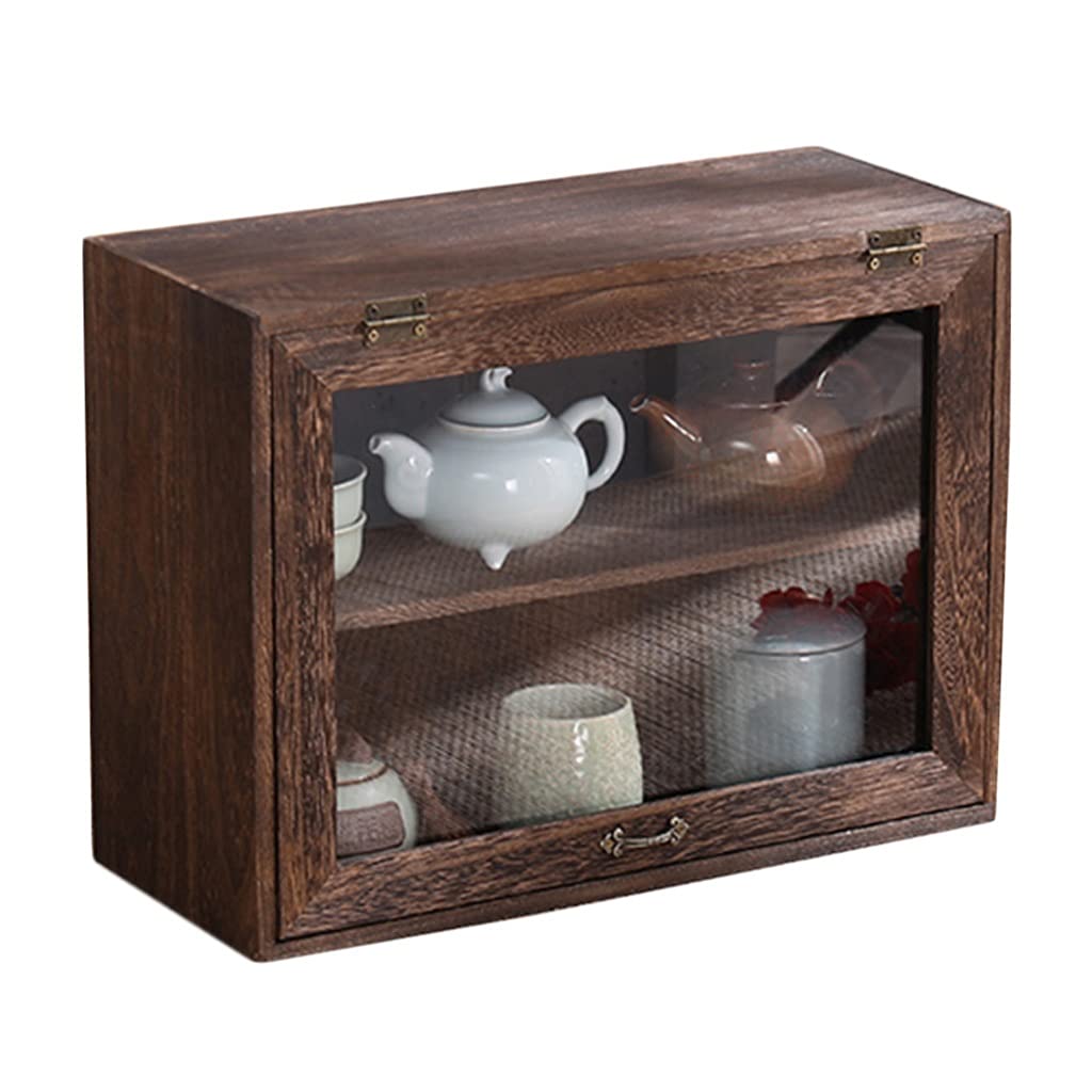 Premium Wooden Tea Set Storage Box - Countertop Tea Organizer & Display Cabinet for Kitchen, Living Room, or Office (Brown, 40x30x17cm) - Perfect for Organizing Tea Bags, Loose Leaf Tea, and Accessories