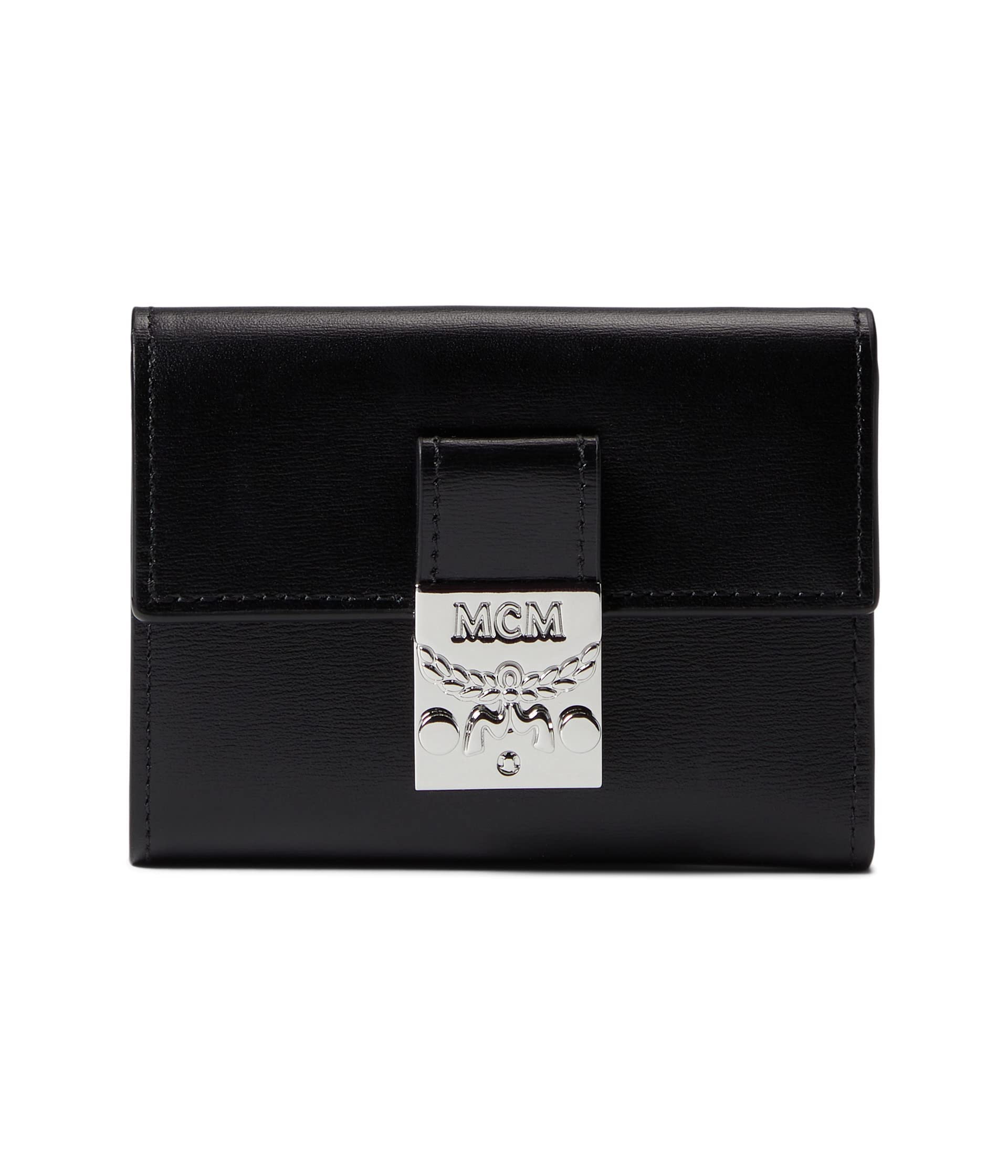 MCM Patricia Flap Wallet - Trifold Mini Crossbody Bag for Women, Genuine Leather Black Purse with Card Slots (Perfect for Travel, Shopping & Everyday Use)