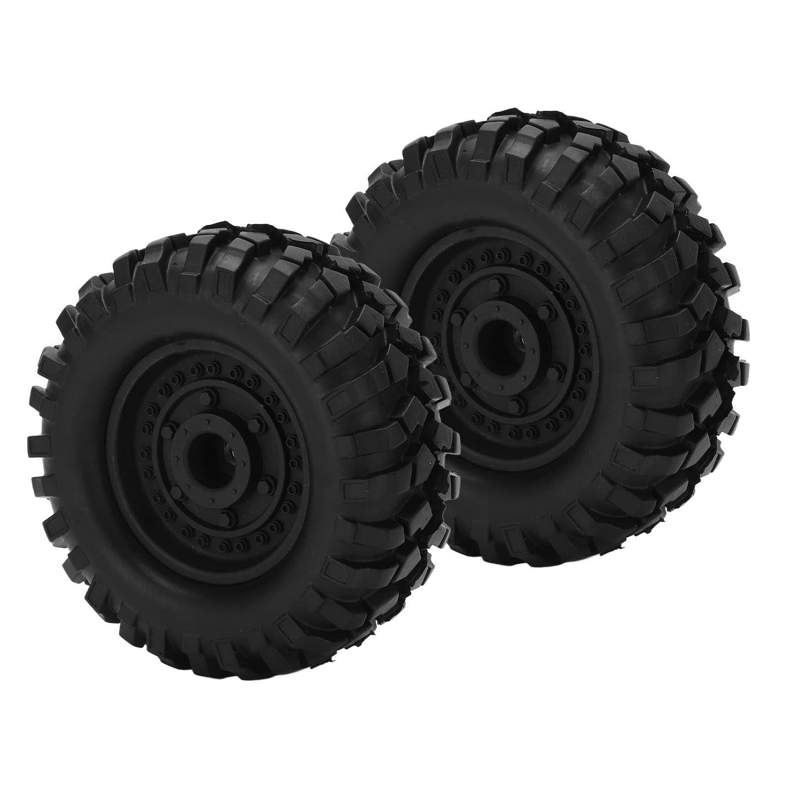 Cosiki 96mm RC Rubber Tires - 1.9 Inch Metal Wheel Rim with Excellent Grip (2PCS, Black) | Durable Off-Road Tires for CC01 RC Crawler & Trail Truck Models | Perfect for Rock Crawling, Trail Adventures & Off-Road Racing