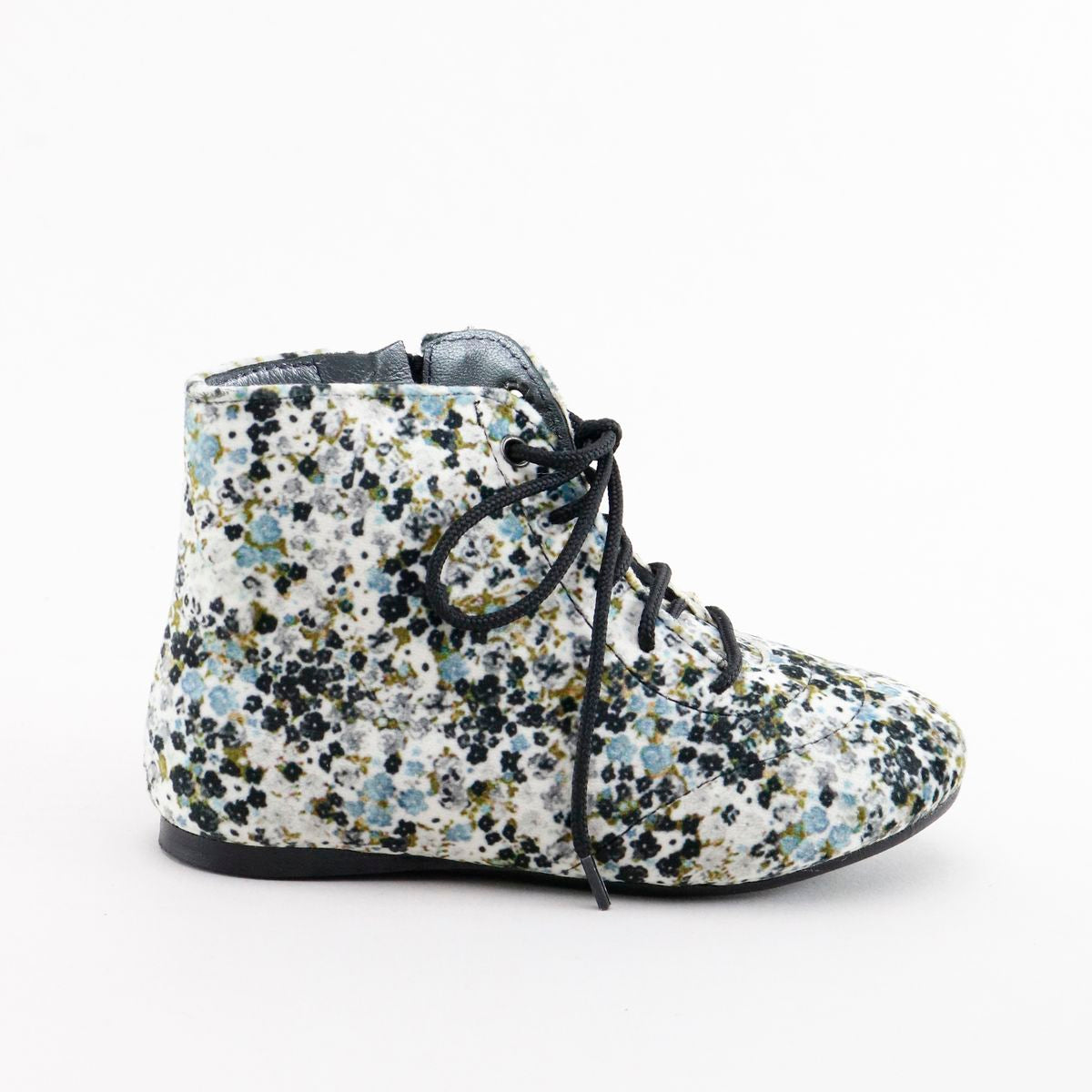 Ivory and Blue Floral Velvet Booties for Women - Comfortable Slip-On Ankle Boots with Floral Embroidery - Perfect for Fall, Winter, and Holiday Parties