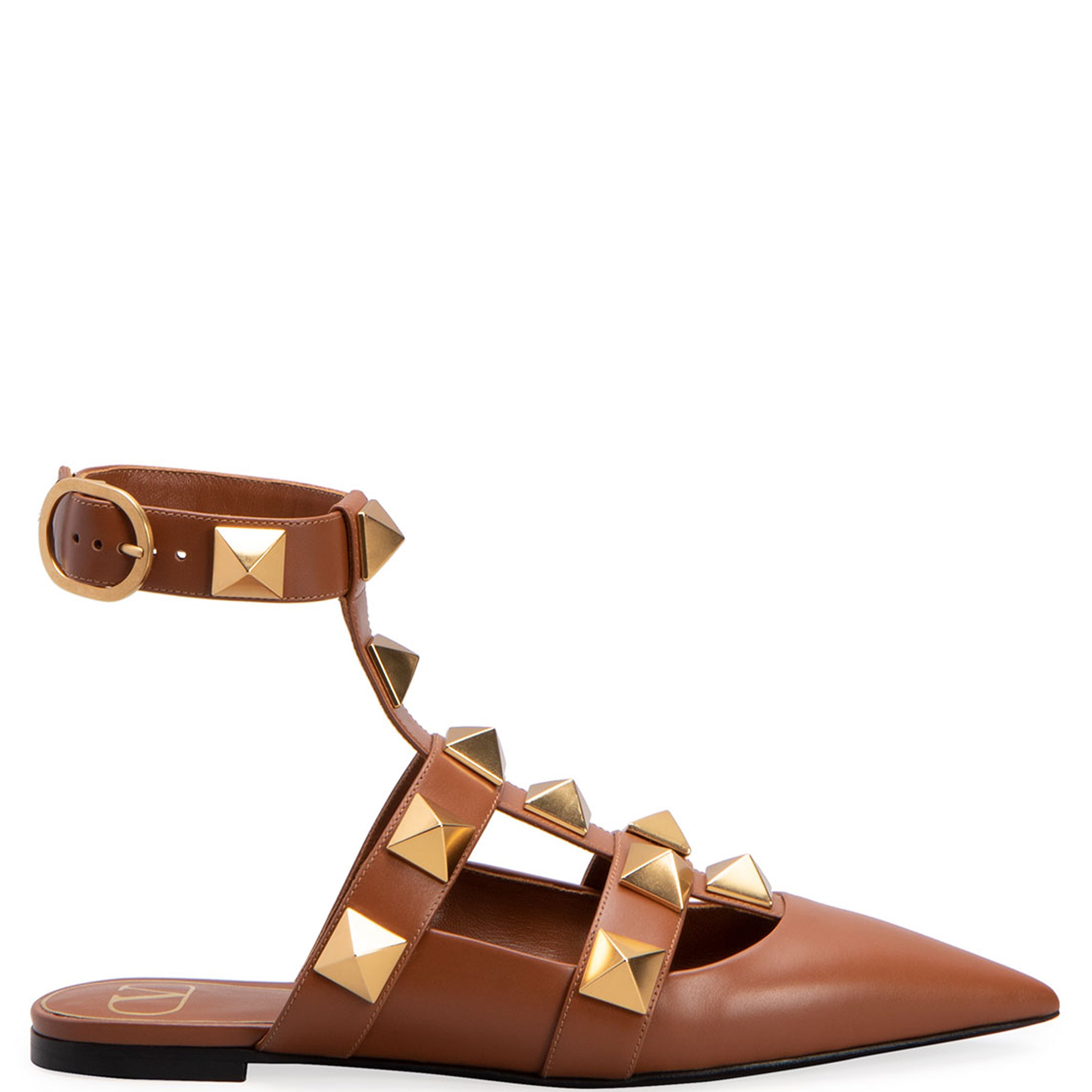 Roman Stud Cage Ballerina Flats - Genuine Leather Selleria Loafers for Women | Comfortable & Stylish Slip-On Shoes for Work, Office, and Casual Outfits