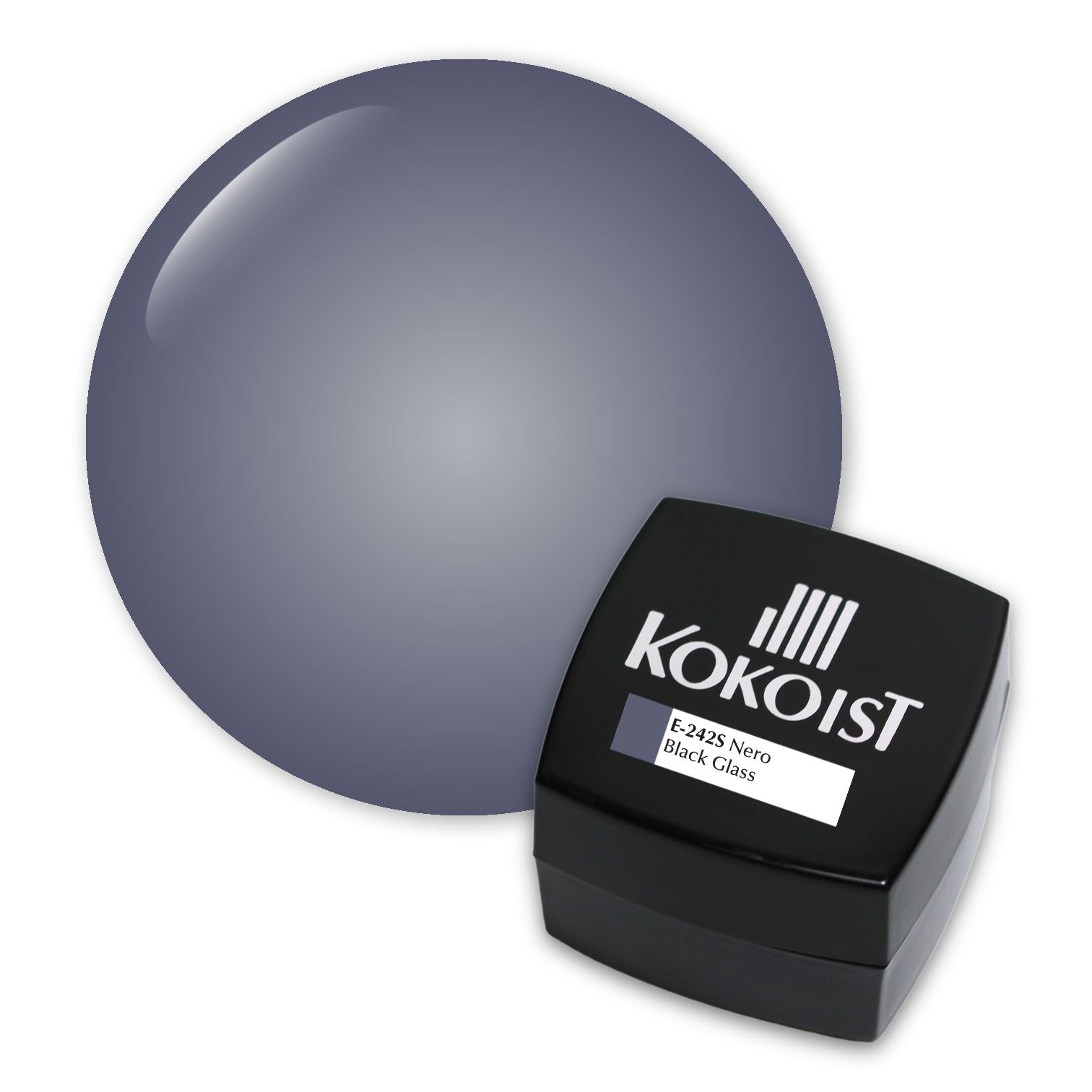 Kokoist E 242S Nero Black Glass Gel Nail Polish - Long Lasting High Gloss Finish for Professional Salon & Home Manicure - Perfect for Special Occasions, Weddings & Nail Art Designs