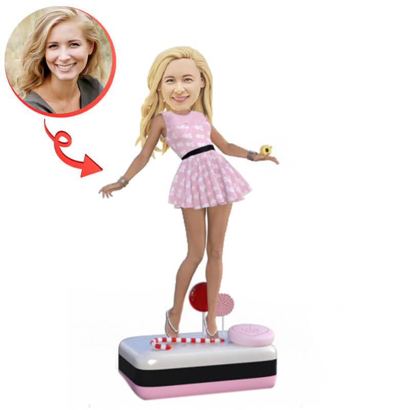 Custom Candy Queen Bobbleheads - Personalized Figurine Gift for Candy Lovers & Collectors - Perfect for Birthdays, Anniversaries, and Office Decor