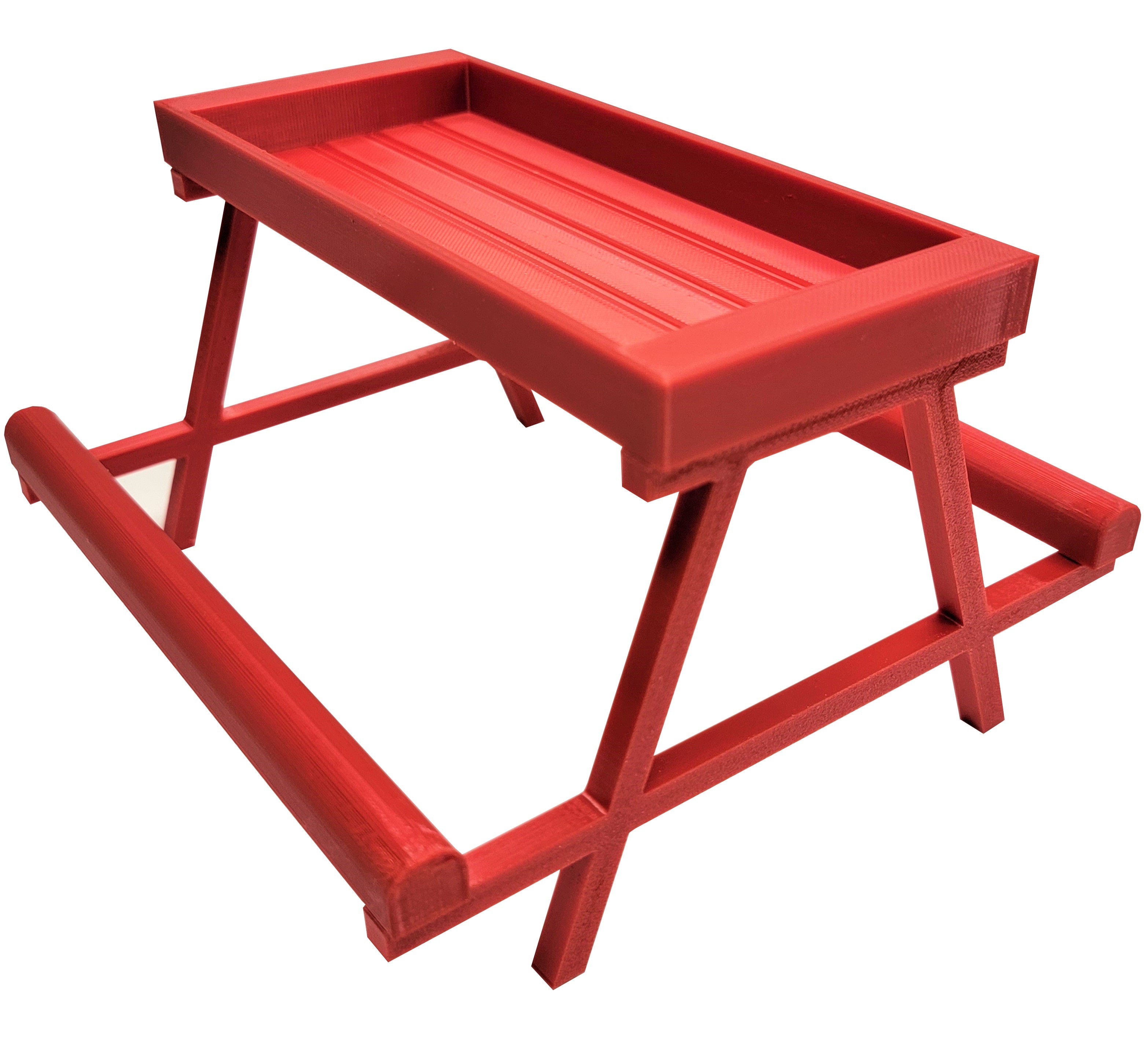 7 Inch Long Red Chick Picnic Table - Durable Chicken Treat Feeder Bench for Backyard Poultry, Perfect for Chickens, Ducks & Small Birds - Great for Outdoor Feeding & Farmyard Fun