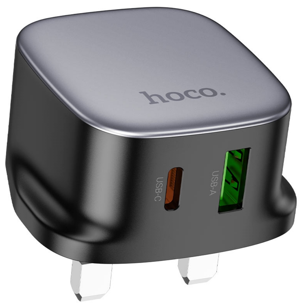 20W Fast Charger with Dual USB C & USB A Ports - PD & QC3.0 Compatible - 3 Pin Irish Plug for iPhone, Samsung, iPad - Perfect for Travel, Home & Office Use