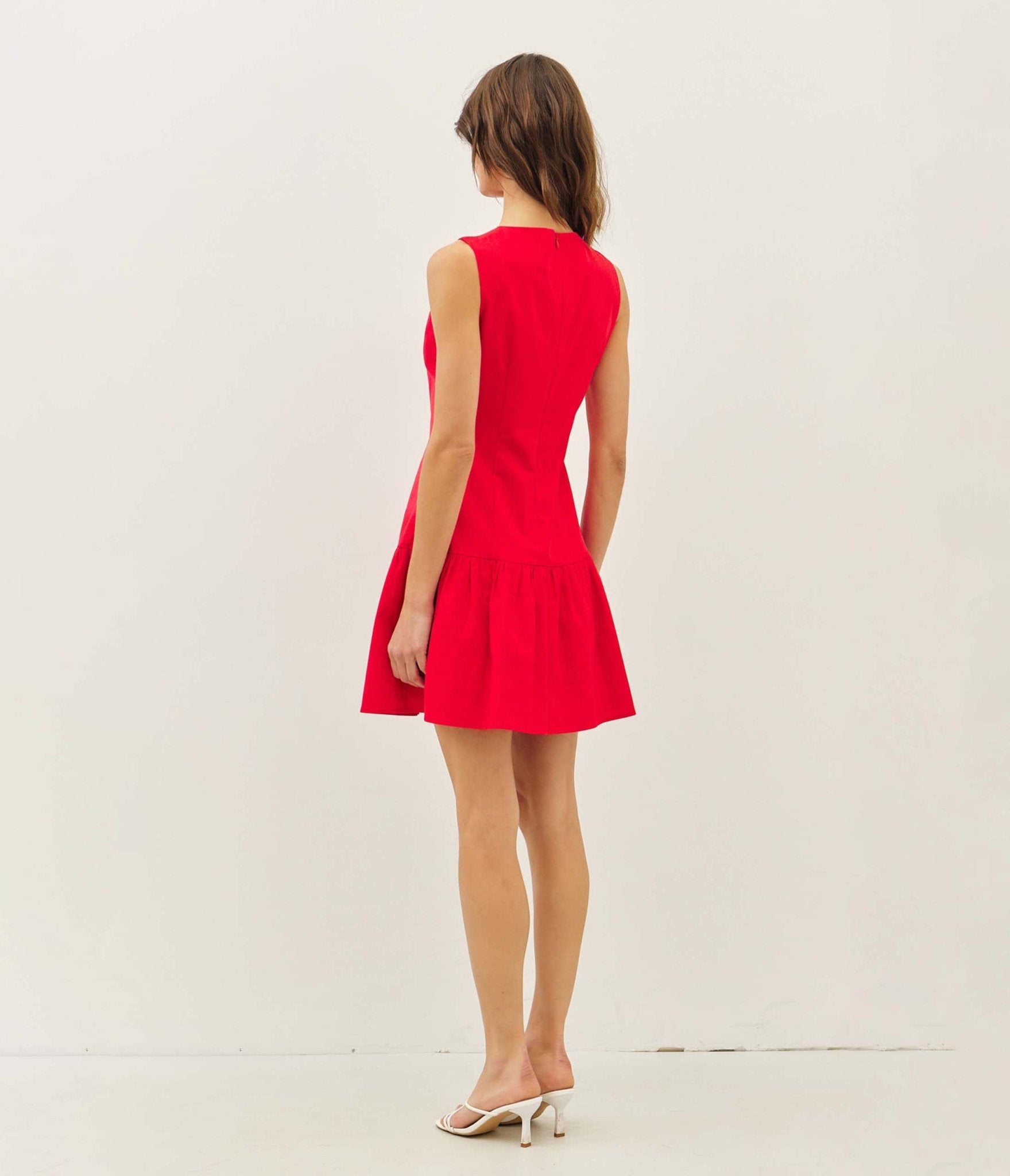 Elegant Red Drop Waist Button Front Mini Dress for Women - Perfect for Cocktail Parties, Date Nights & Summer Outings