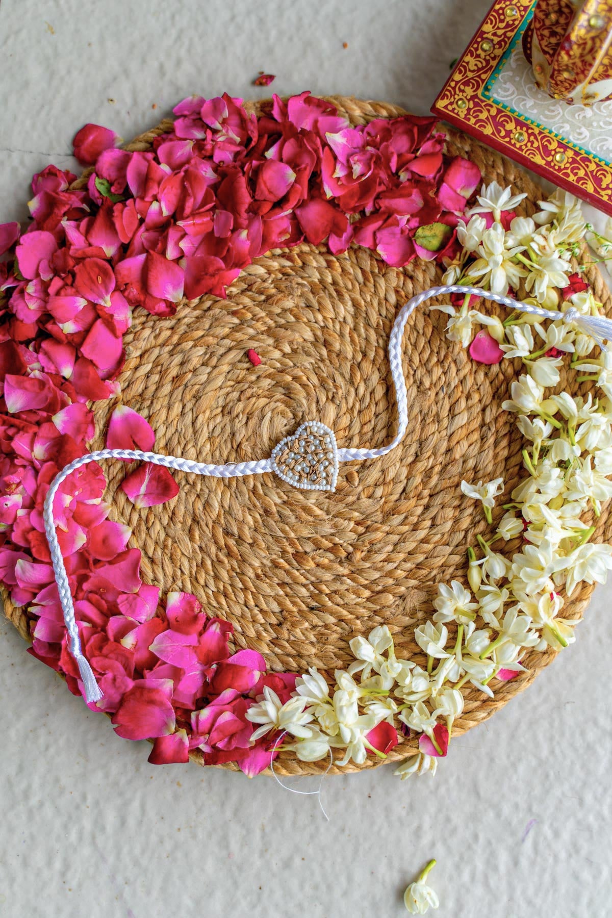 Handmade Walnut Love Knot Embroidered Rakhi Bracelet - Traditional Indian Raksha Bandhan Gift for Brother Sister - Perfect for Rakhi Festival, Sibling Bonding & Cultural Celebrations