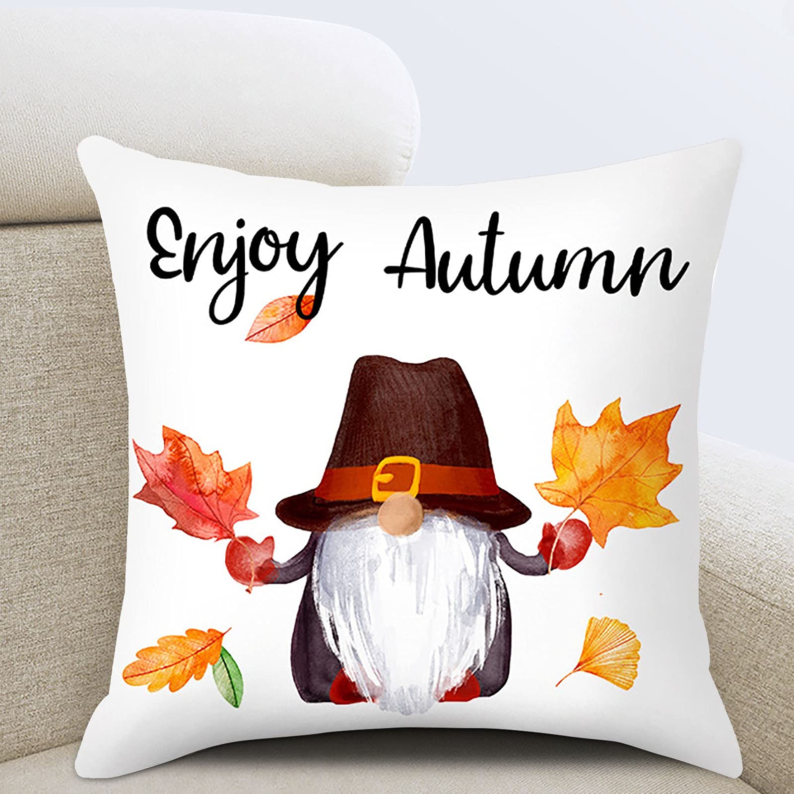 Autumn Decorative Pillow Covers - 100% Cotton Linen Farmhouse Style Throw Pillow Cases for Sofa, Bed & Couch - Perfect for Fall Home Decor, Rustic Modern Farmhouse & Country Living Room Accents