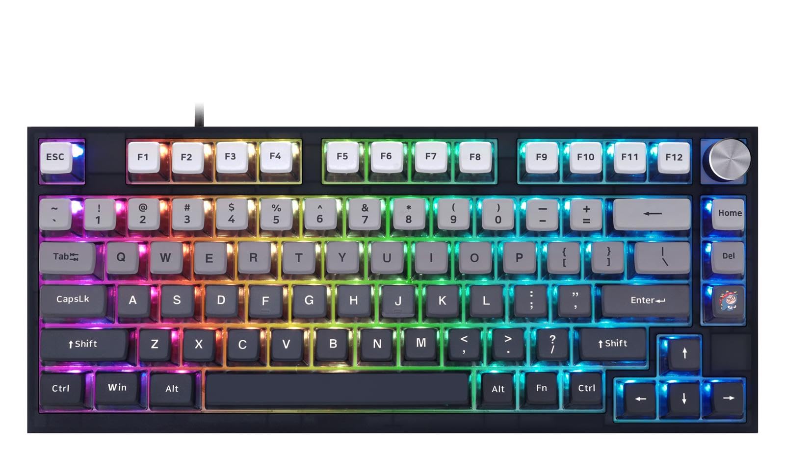 BOYI GK75 Tri-Mode 75% Mechanical Keyboard - Hot Swappable RGB Backlit, Wireless 2.4Ghz/Bluetooth 5.0/Wired, 80 Keys Programmable Gaming Keyboard with Knob (Gateron Red Switch, Twilight-Dark Theme) - Perfect for PC Gaming, Office Work & Typing Enthusiasts