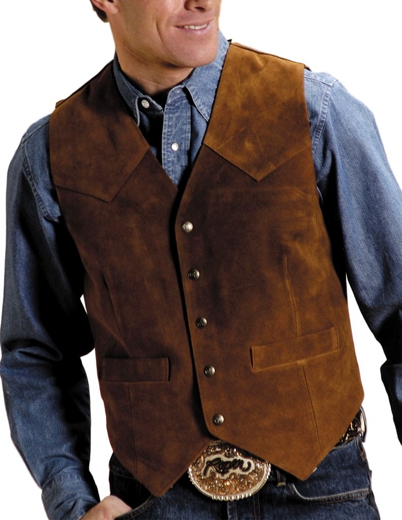 Roper Big Men's Suede Western Cowboy Vest with Front Yokes - Ranch Work & Country Fashion Wear for Outdoor Rodeo, Country Music Festivals & Casual Style