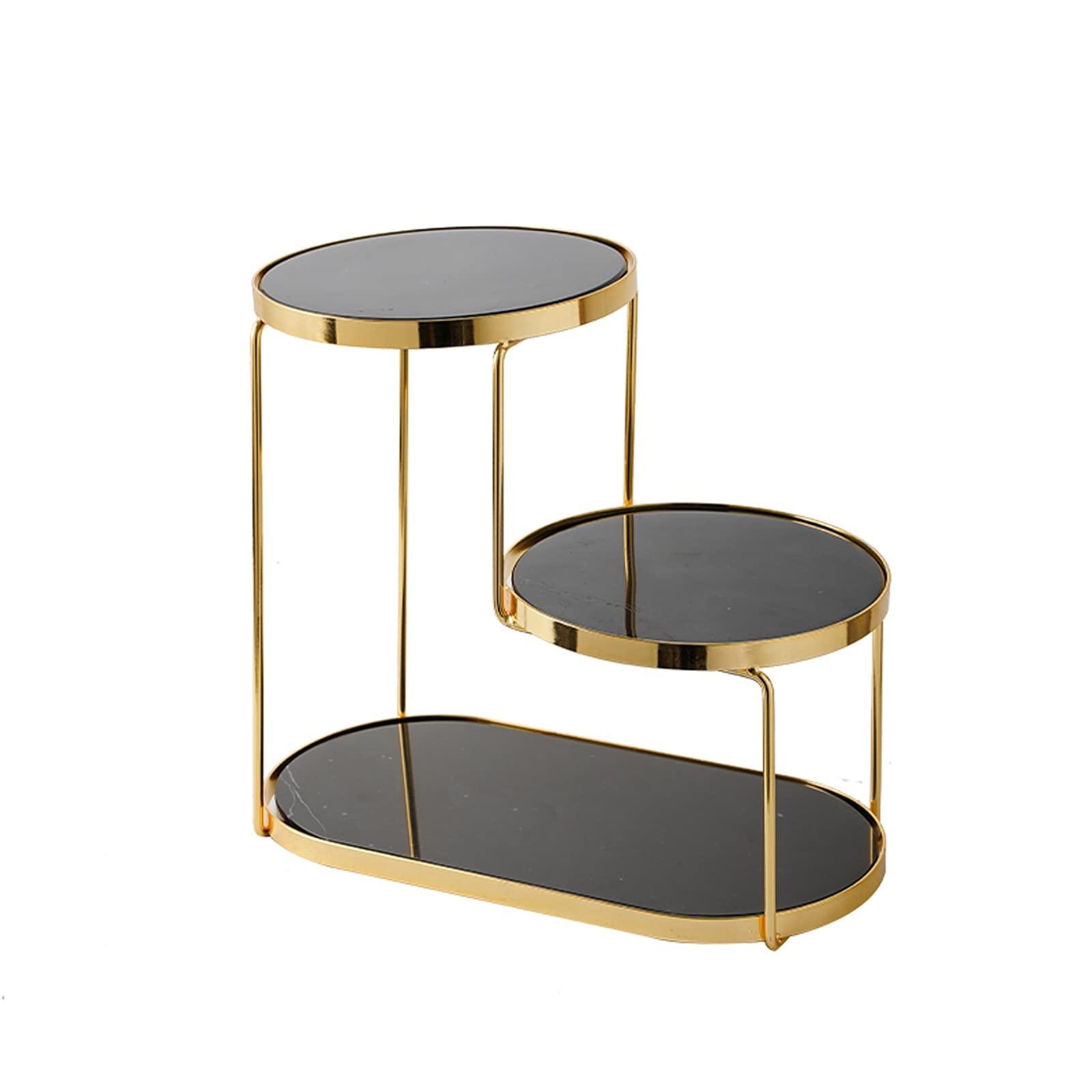 2-Tier Bathroom Shelf Organizer with Marble Tray - Gold Cosmetic Storage for Countertop & Dresser | Perfect for Makeup, Skincare & Bathroom Essentials Organization
