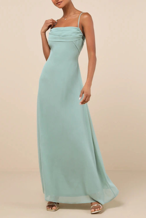 Jelena Sage Pleated Sleeveless Maxi Dress for Women - Elegant Summer Beach Wedding Party Dress - Perfect for Vacation, Date Night & Special Occasions