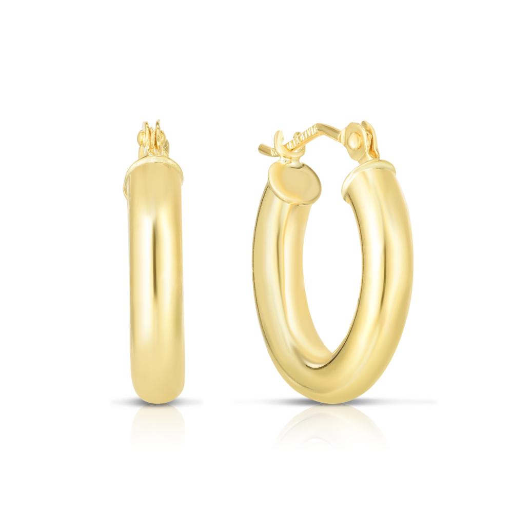 10K Gold 3x15mm Hoop Earrings for Women - Classic Small Gold Hoops for Everyday Wear, Gift for Her, Perfect for Work, Date Night & Casual Outfits