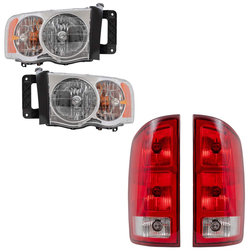 Brock Replacement 4-Piece Halogen Headlight & Taillight Kit with Circuit Boards - Compatible with 2002-2005 Chevy Silverado/GMC Sierra 1500 Pickup Trucks - Perfect for Night Driving & Off-Road Adventures