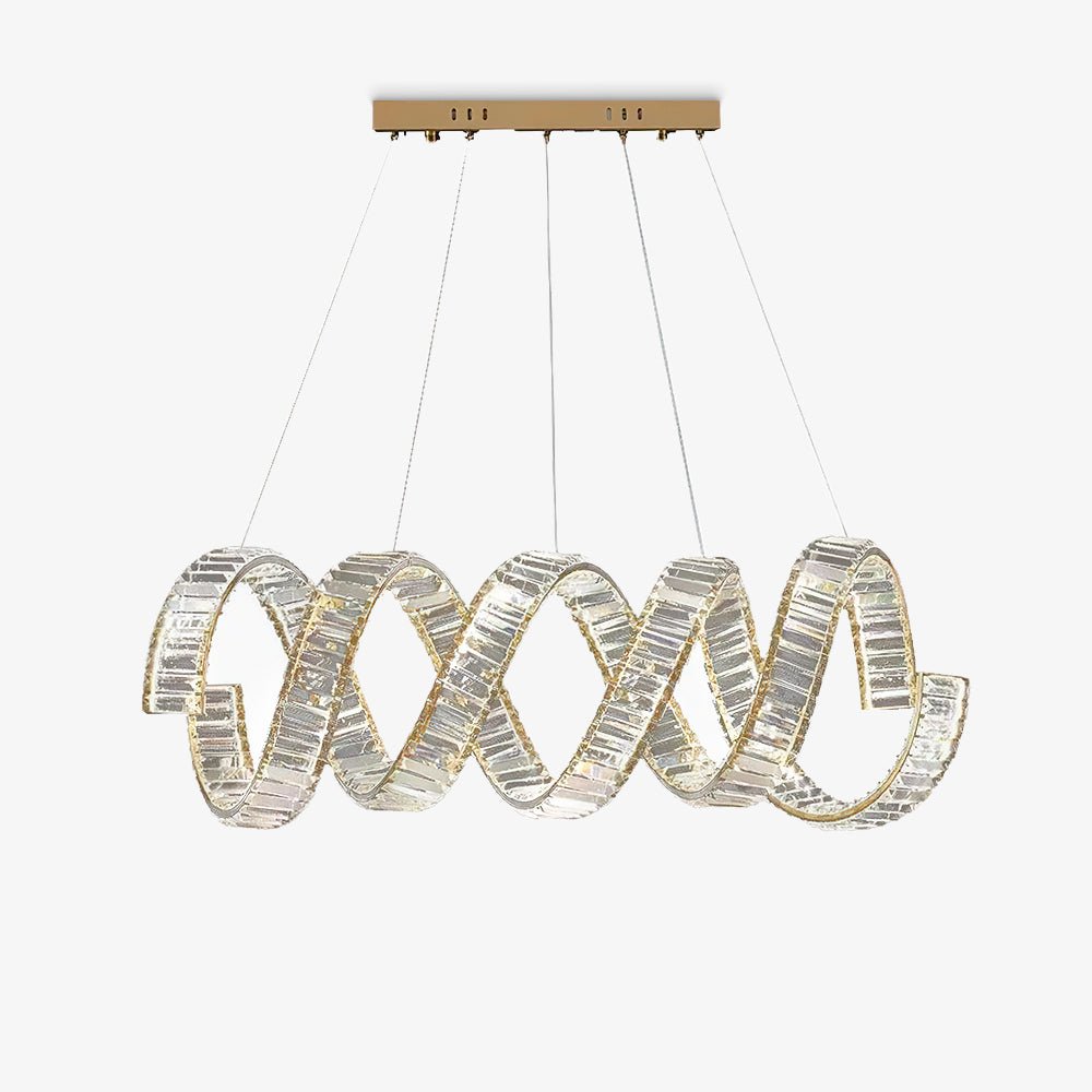 Elegant Curved LED Chandelier - Modern Crystal Ceiling Light Fixture for Dining Room, Living Room & Bedroom | Energy-Efficient Dimmable Lighting for Home Decor