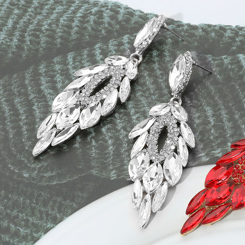 Elegant Clear Marquise Stone Rhinestone Dangle Pageant Earrings | Chandelier Earrings for Women | 664919 | Perfect for Prom, Wedding, and Evening Party Accessories