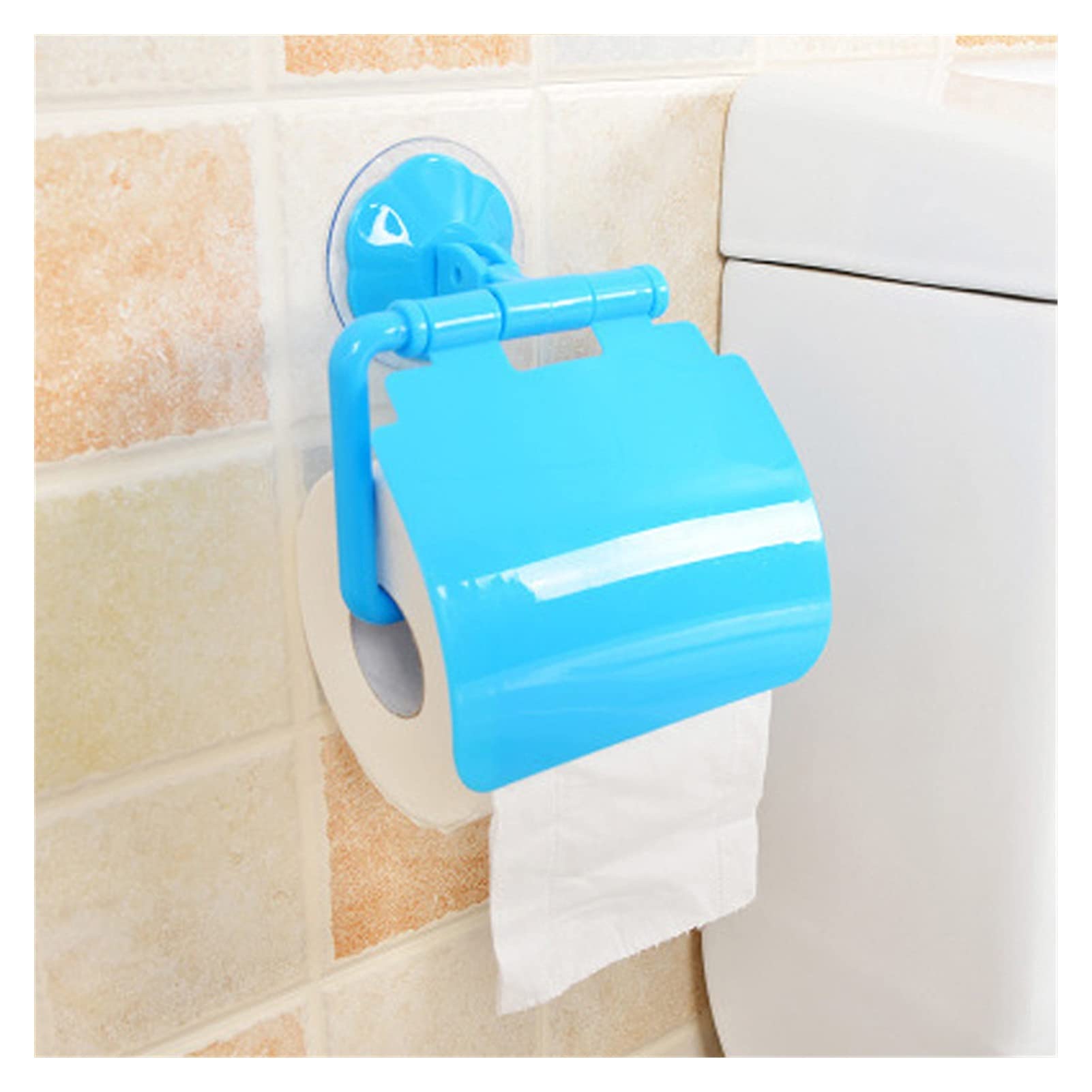 Wall Mounted Toilet Paper Holder with Shelf - Plastic Bathroom Tissue Roll Rack Organizer, Space-Saving Storage for Toilet Rolls & Paper Towels (Blue) - Perfect for Small Bathrooms, RVs & Apartments