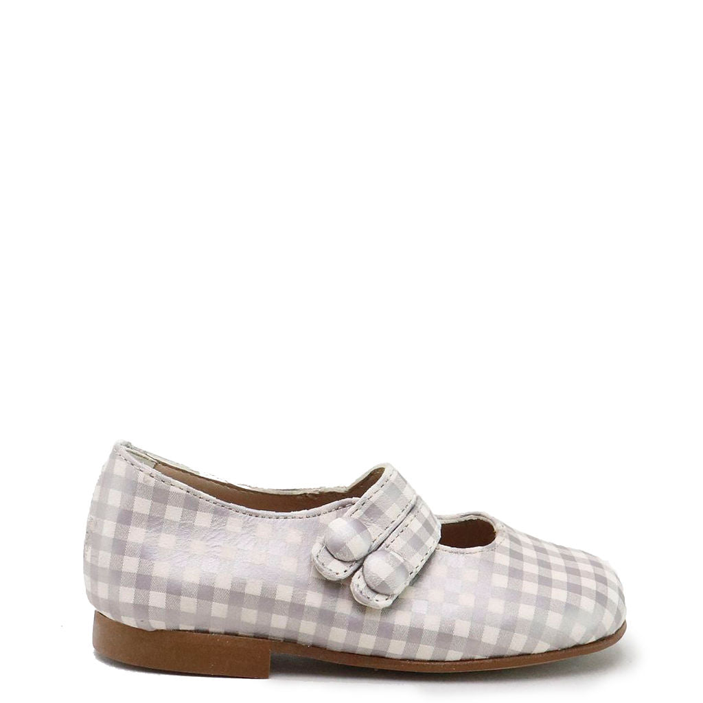 Papanatas Cream Checkered Double Strap Mary Jane Shoes - Comfortable & Stylish Women's Flats for Work, Casual & Party Wear