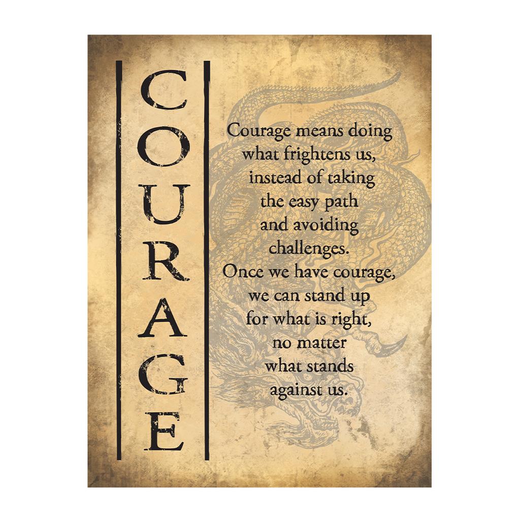 Motivational Courage Poster - Inspirational Wall Art for Home, Office & Classroom Decor - Positive Quotes for Encouragement & Strength