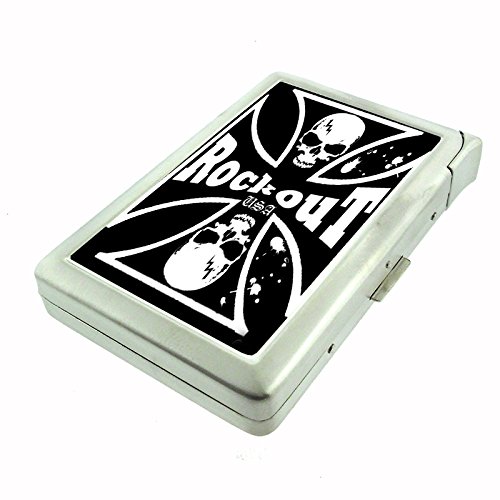 Stylish Metal Cigarette Case with Built-in Lighter - Skull Design (Model 094) | Perfect for Outdoor Activities, Travel & Nightlife