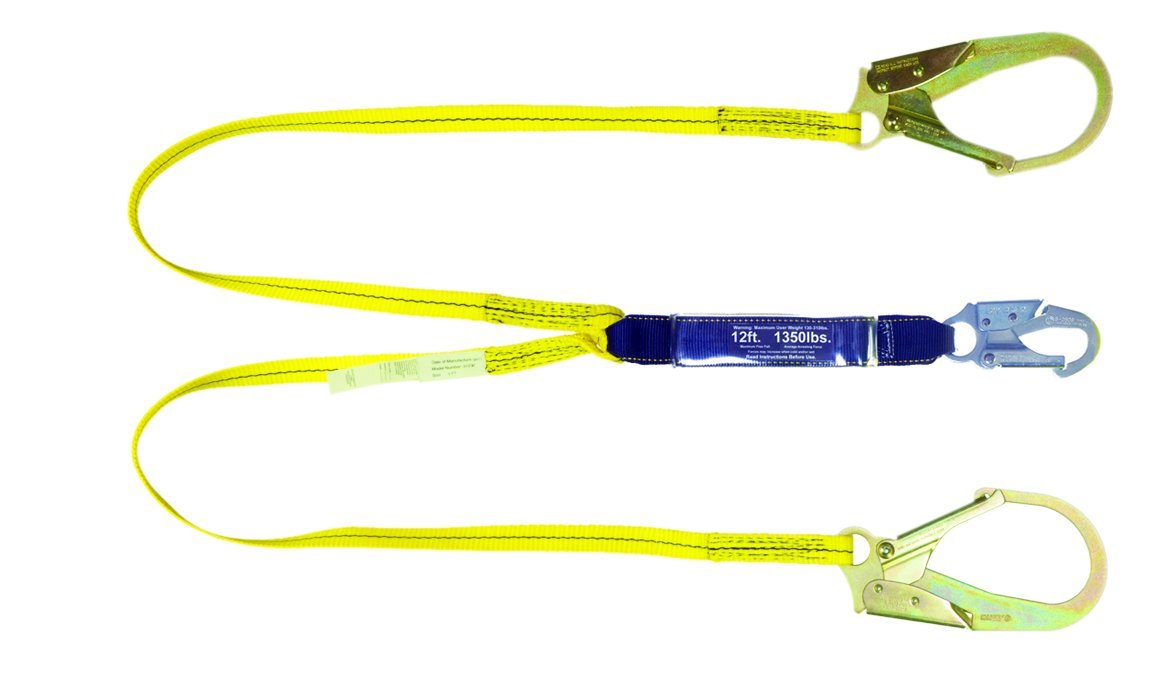 Guardian 21303 6-Foot Heavy Duty Double Leg Safety Lanyard with High Strength Snap Hooks - Ideal for Construction, Roofing & Fall Protection Work