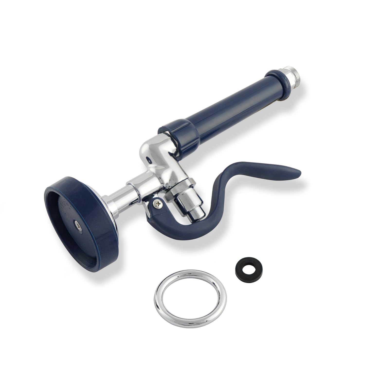 Commercial Sink Sprayer Head - 1.15 GPM Pre-Rinse Spray Valve with Ergonomic Handle for Restaurant & Commercial Kitchen Faucets - Chrome Finish (Blue) - Ideal for Dishwashing, Food Prep & Heavy-Duty Cleaning