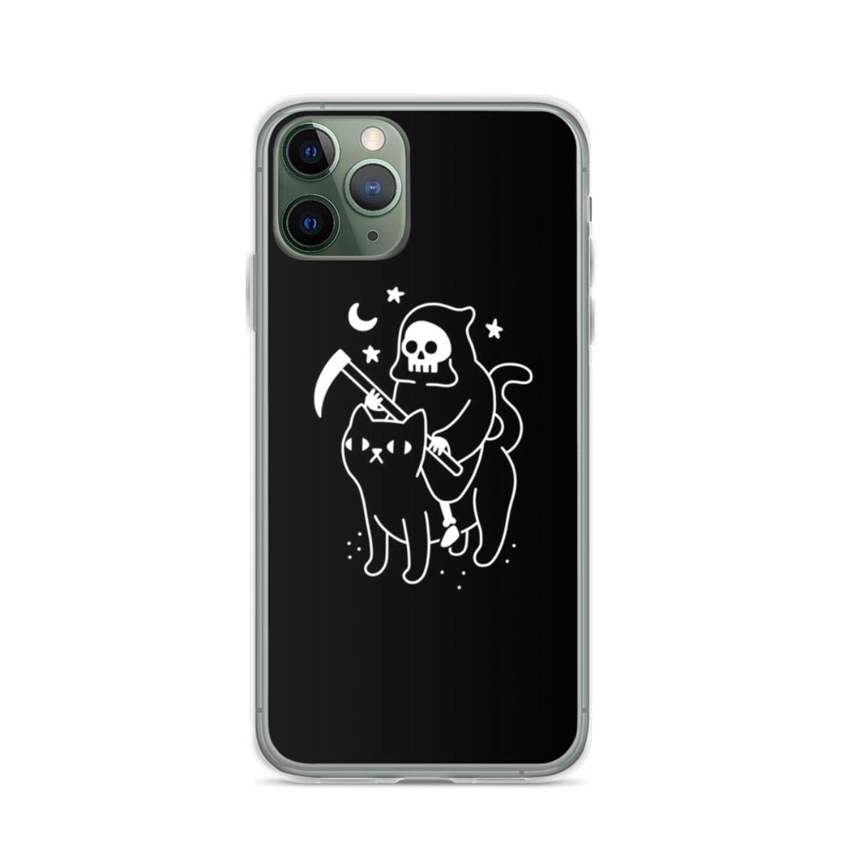 Death Rides A Black Cat iPhone Case for iPhone 15/14/13/12/11/X/Xs/Xr/8/7/6/6s Plus Pro Max - Gothic Horror Protective Cover for Daily Use, Work & Travel
