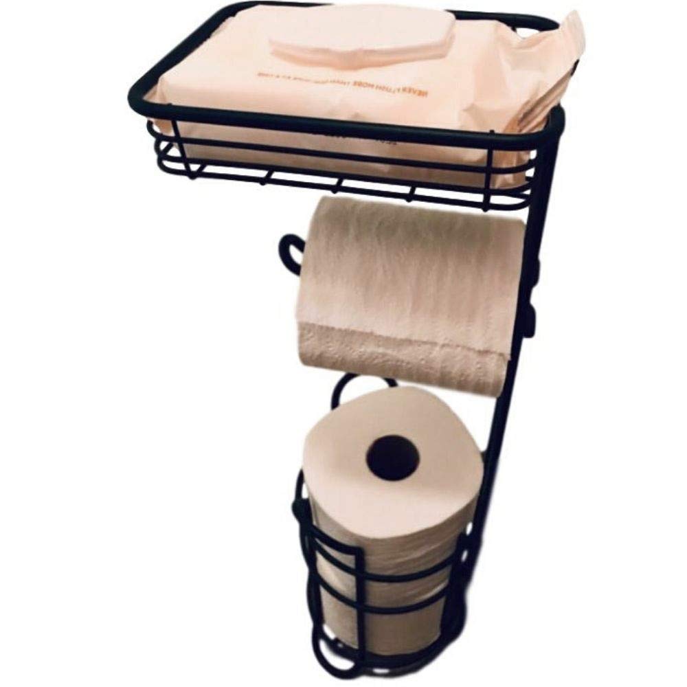 Sturdy Metal Wire Toilet Paper Holder & Baby Wipes Organizer - Freestanding Bathroom Storage Stand for Home & Nursery | Space-Saving Houseware Accessory for Small Bathrooms & Changing Tables