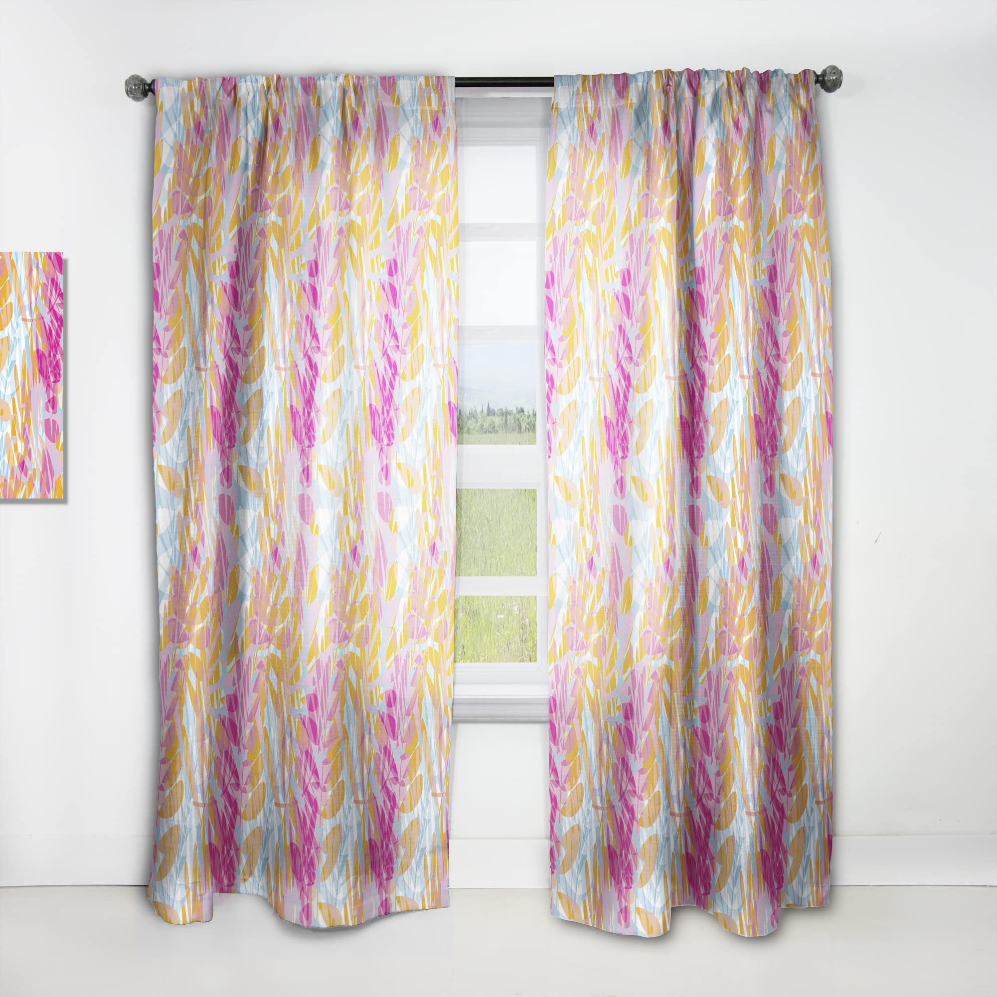 DesignQ Retro Floral Pattern III Thermal Insulated Curtains - Single Panel 52x95 Inch - Blackout Drapes for Bedroom & Living Room - Perfect for Home Decor & Light Control