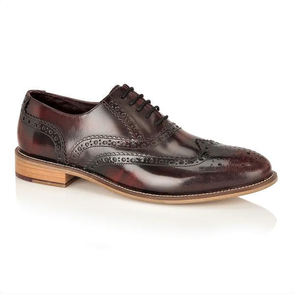 London Brogue Gatsby Brogue Bordo Men's Dress Shoes - Classic Oxford Style for Formal Wear & Business Attire