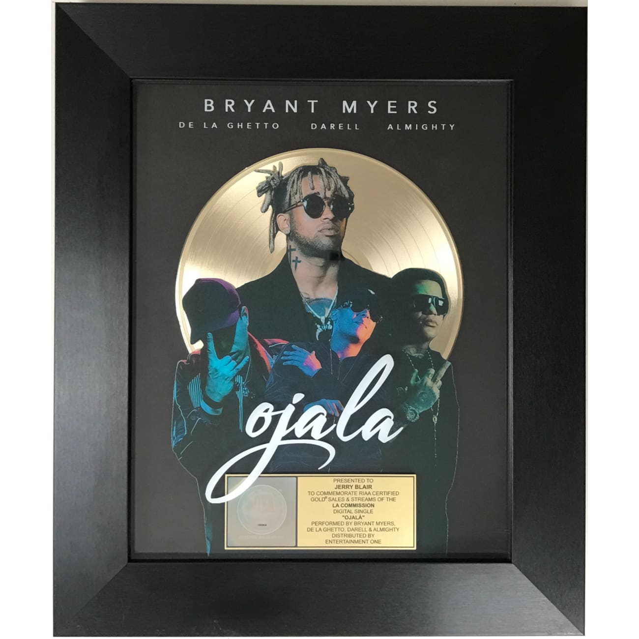 Bryant Meyers Ojala RIAA Digital Gold Single Award - Certified Music Achievement Plaque for Artists & Collectors - Perfect for Studio Displays, Fan Gifts & Music Memorabilia Collections