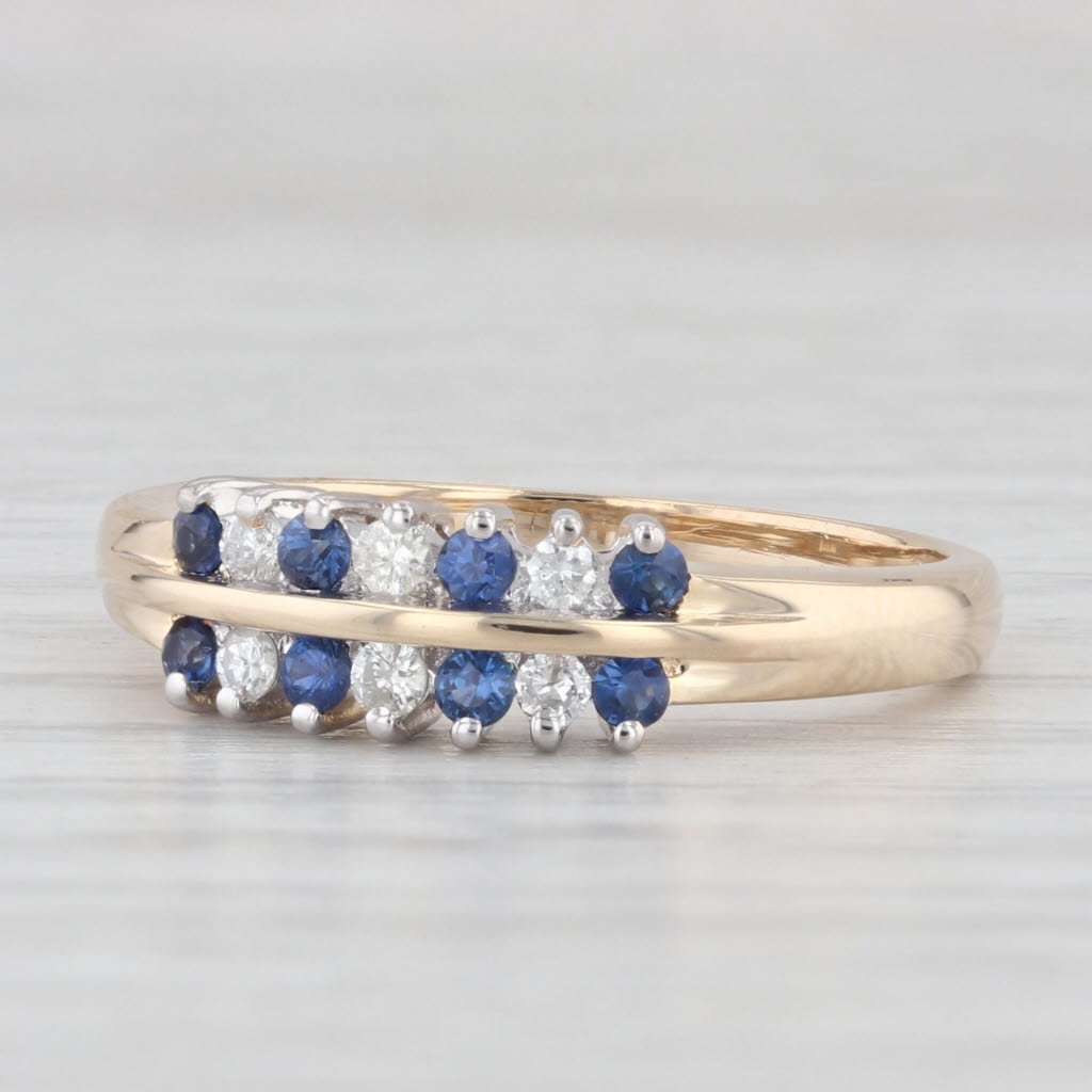 0.36ctw Blue Sapphire & Diamond Ring in 14k Yellow Gold - Size 8 Stackable Wedding Band for Women | Elegant Bridal Jewelry, Anniversary Gift, Promise Ring for Her