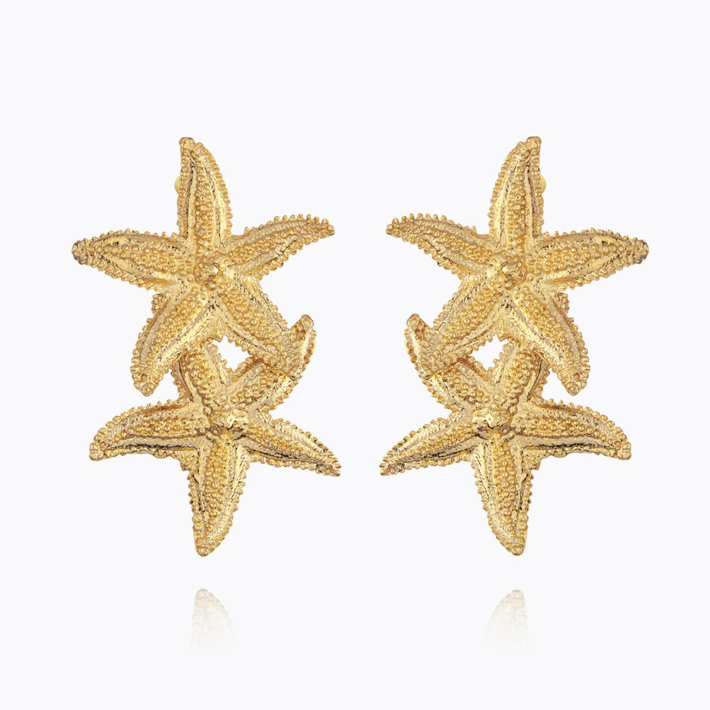 Grande Sea Star Earrings – Stylish Starfish Stud Earrings for Women, Hypoallergenic & Waterproof – Perfect for Beach Vacations, Summer Outfits & Boho Fashion