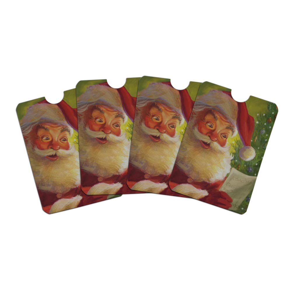 Christmas Holiday RFID Blocking Credit Card Holder Set of 4 - Santa Note Included | Protect Cards from Skimming | Perfect for Travel, Shopping & Gift Giving