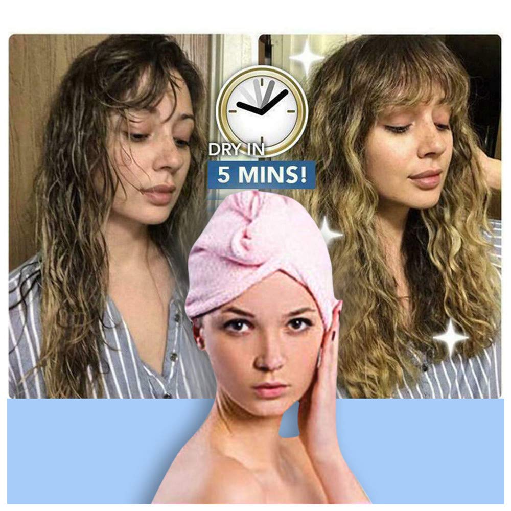 Microfiber Hair Towel Wrap for Women - Super Absorbent Quick Dry Hair Turban with Button (8x20 Inch) - Ultra Soft Microfibre Hair Drying Hat for Curly, Long & Thick Hair - Perfect for Post-Shower, Salon & Home Hair Care
