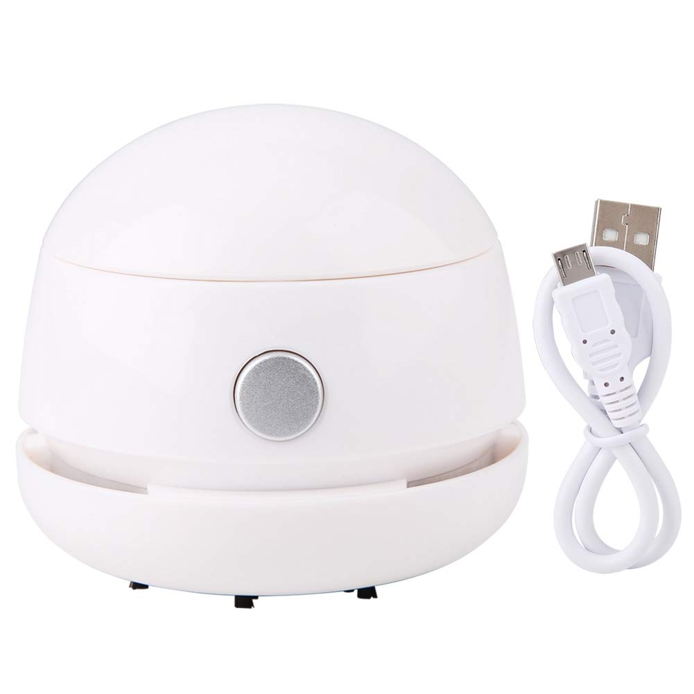 Hztyyier Mini Rechargeable Portable Desktop Vacuum Cleaner - Cordless Dust Collector Cleaning Machine for Home & Office (White) | Perfect for Keyboard, Desk, Car, and Small Space Cleaning