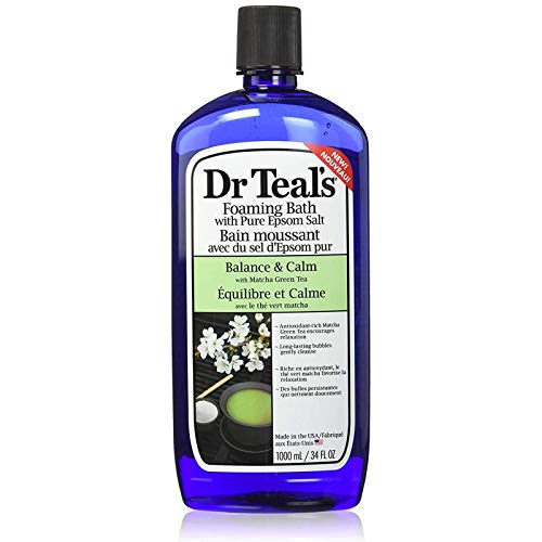 Dr. Teal's Pure Epsom Salt Matcha Green Tea Relaxing Foam Bubble Bath - 34oz (Pack of 6) | Soothe Muscles & Stress Relief | Perfect for Spa Nights, Self-Care & Gift Giving
