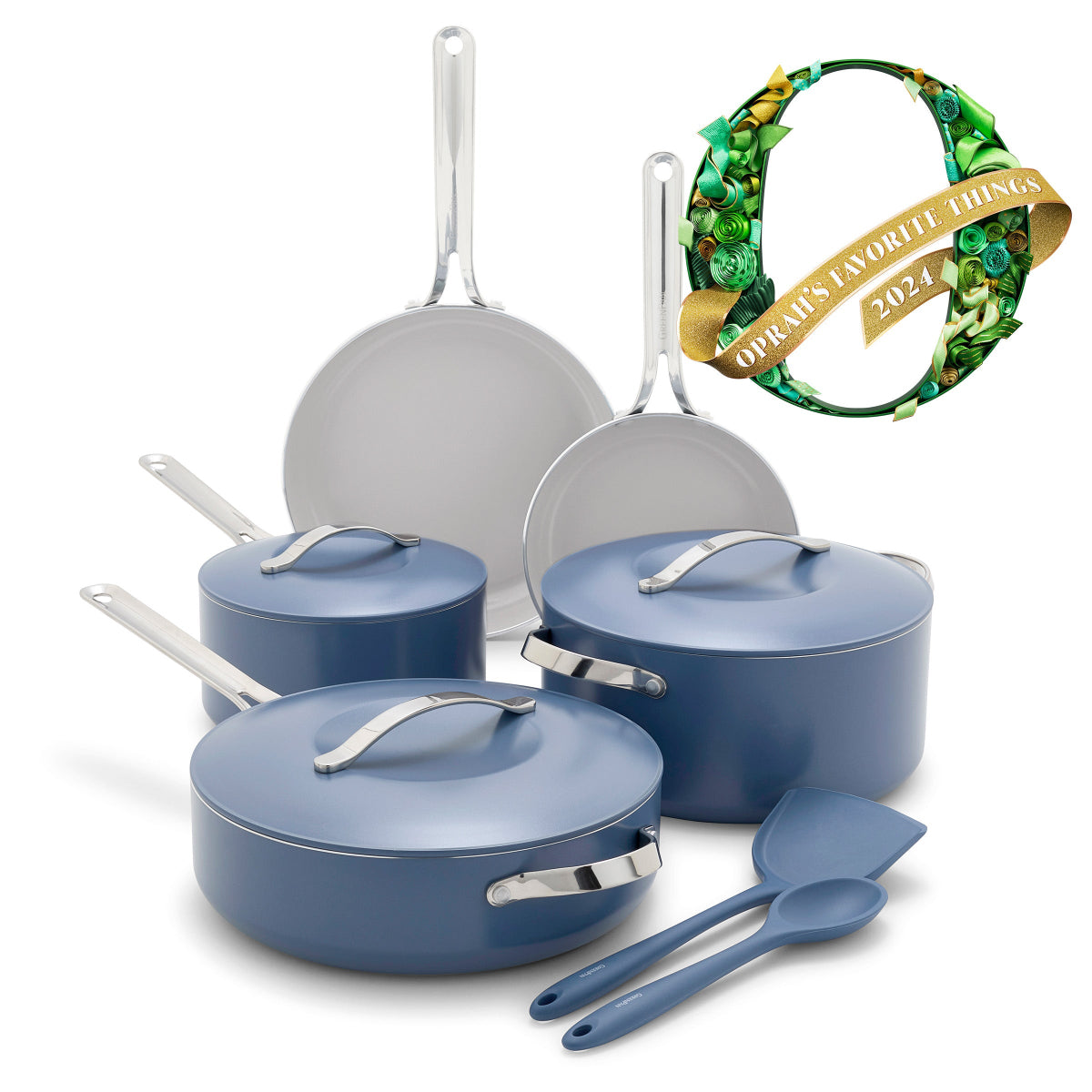 Nova Ceramic Nonstick 10-Piece Cookware Set - Non-Toxic PFOA-Free Pots and Pans Set with Stay-Cool Handles | Perfect for Frying, Boiling, and Sauteing | Ocean Blue