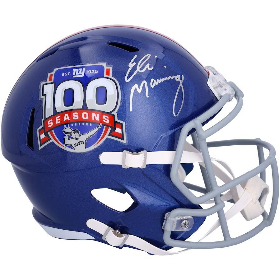 Eli Manning Autographed New York Giants Full Size Replica Helmet - Limited Edition 100th Anniversary Collectible - Perfect for Sports Memorabilia Displays & Giants Fan Gifts