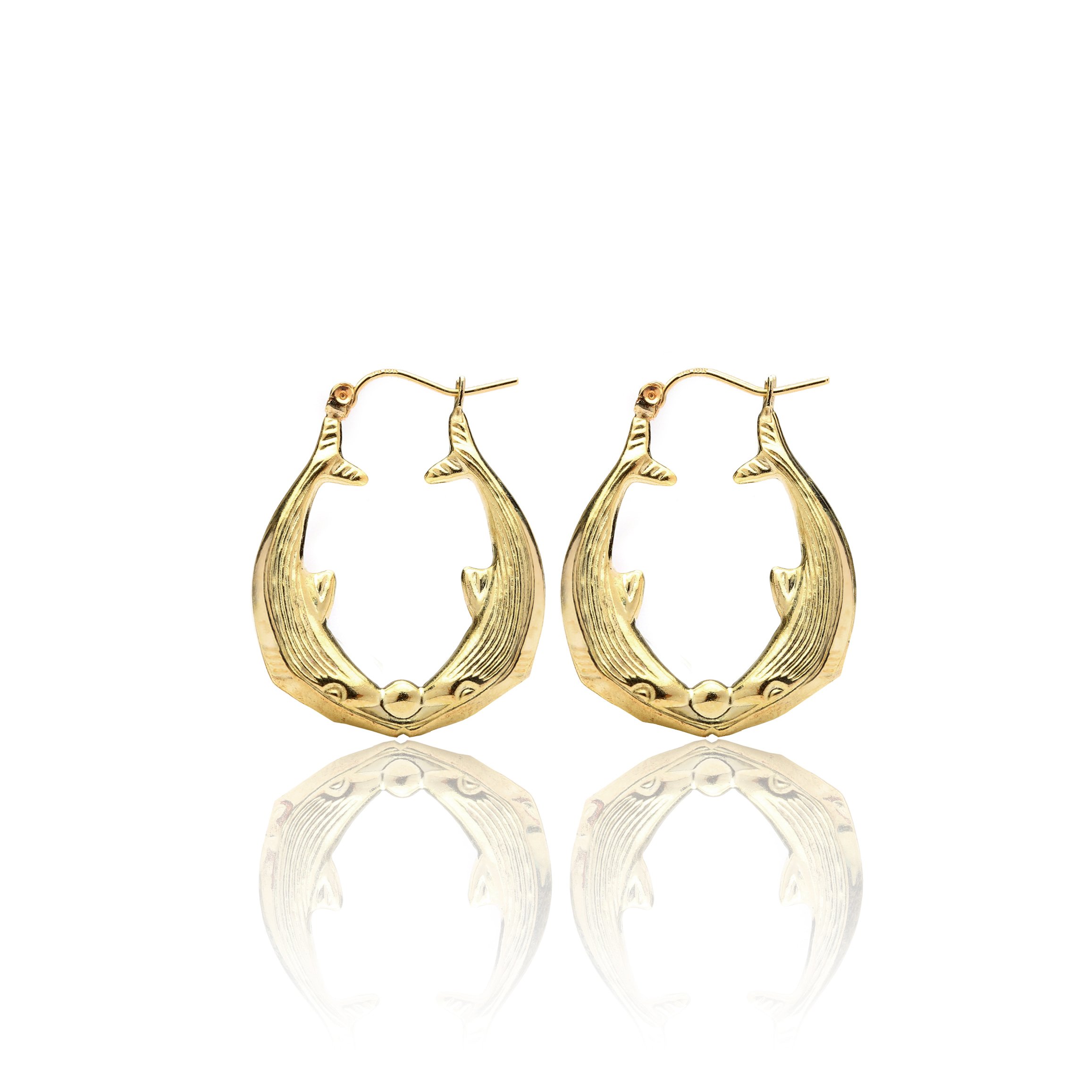 10K Yellow Gold Kiss Dolphin Hoop Earrings for Women - Friendship & Love Jewelry Gift, Medium-Large Size, Perfect for Valentine's Day, Anniversary or Everyday Wear