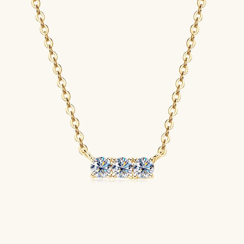 Triple Luck Premium Moissanite Pendant Necklace - 14K Gold Plated Women's Jewelry | Elegant Gift for Anniversary, Birthday & Special Occasions