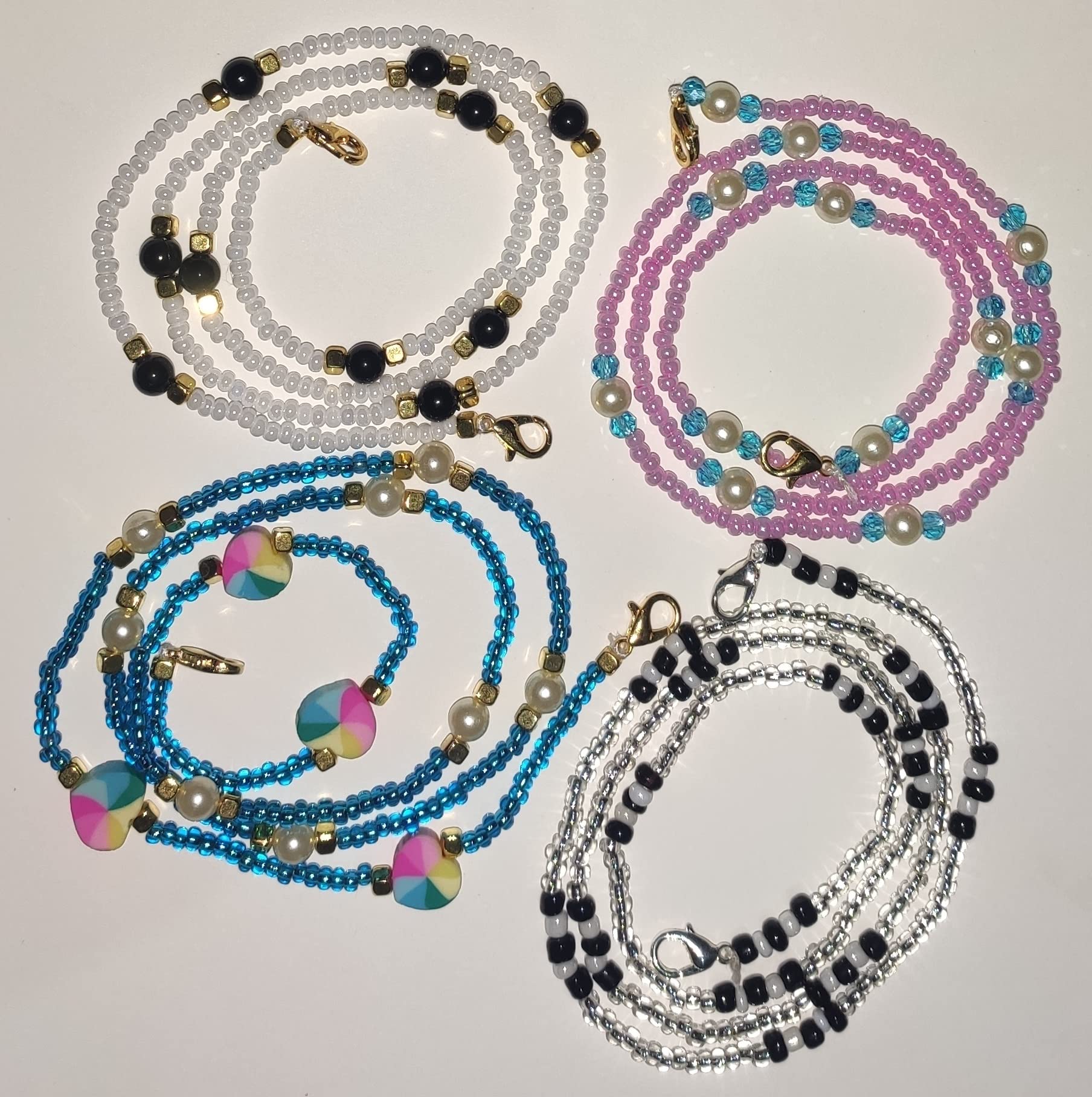 Stylish Beaded Mask Lanyard Set for Women & Kids - 23 Inch (4 Pack) - Perfect for Travel & Work