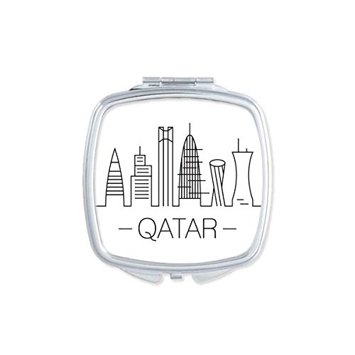 DIYthinker Portable Double-Sided Compact Mirror with Qatar Landmark Design - Perfect for Travel, Makeup, and Gifts